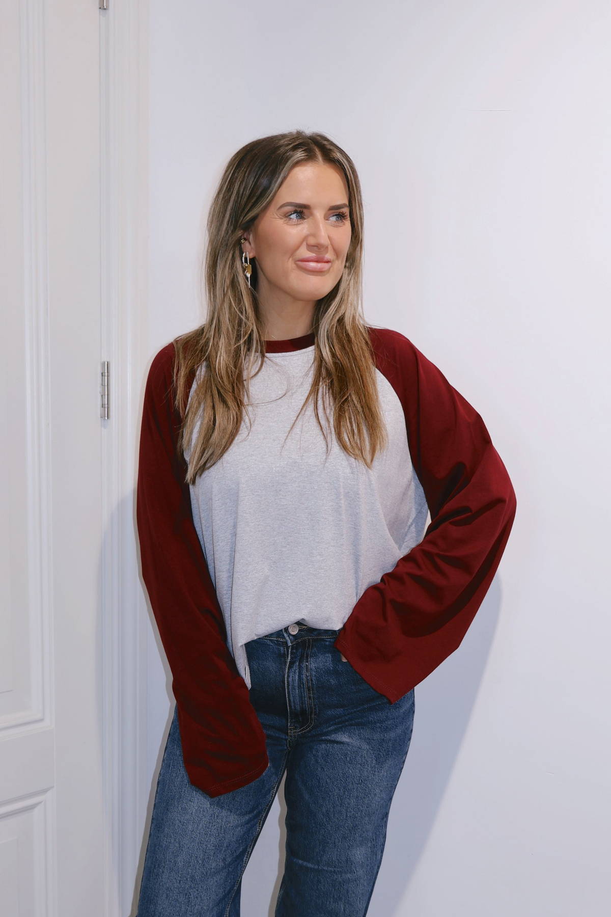 Longsleeve Denise Grijs/Burgundy