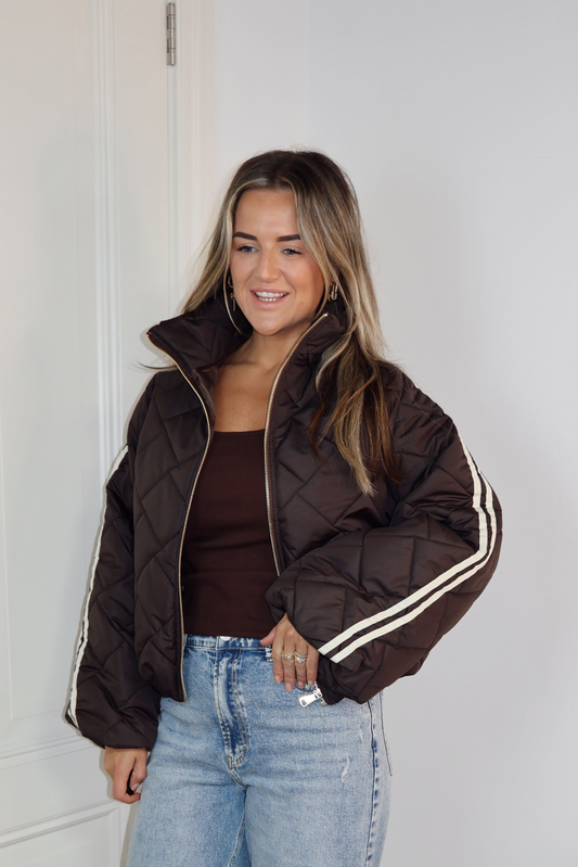 Bomberjack streep Ginny lange mouw Bruin/beige