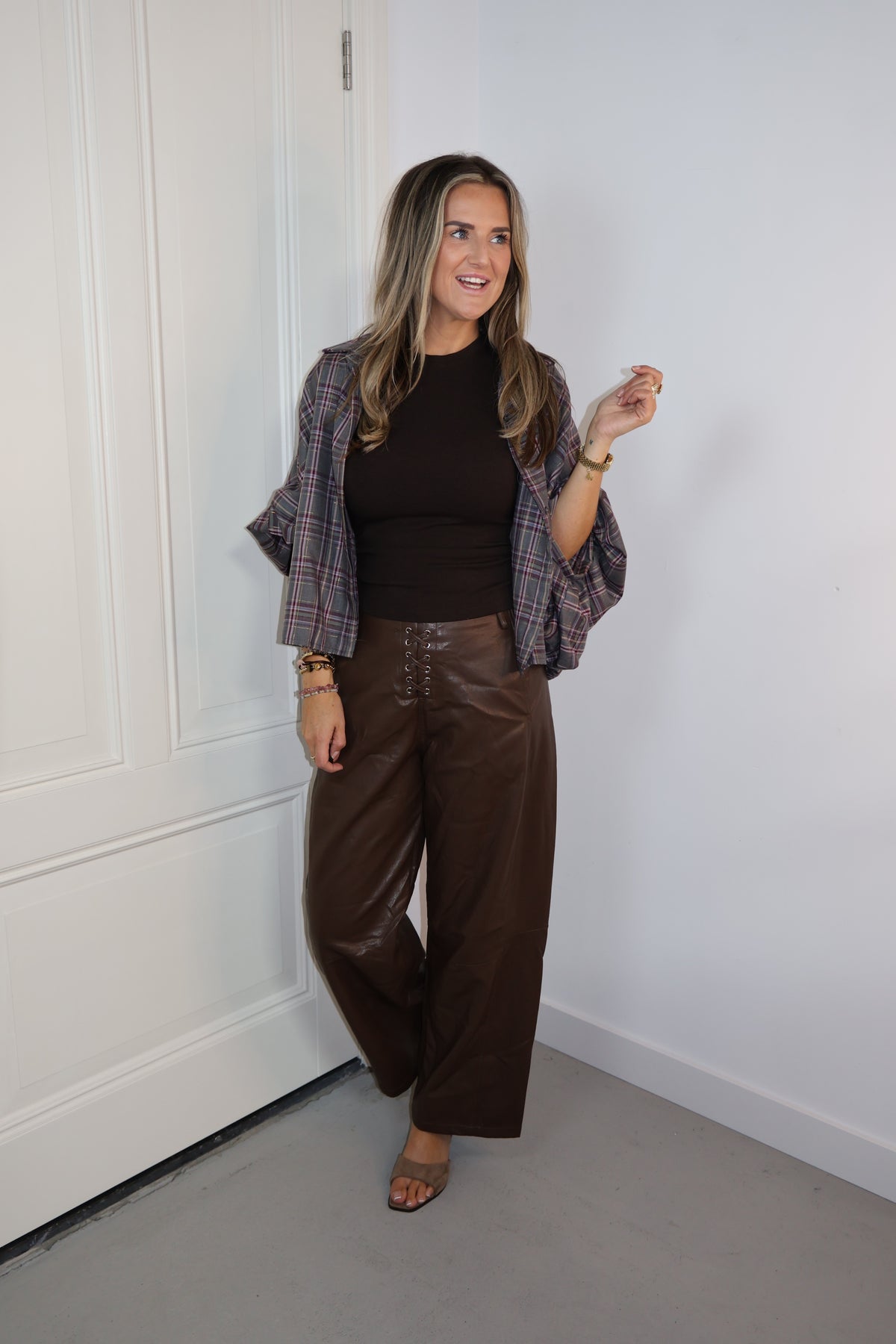 PU leren broek Lynne Bruin