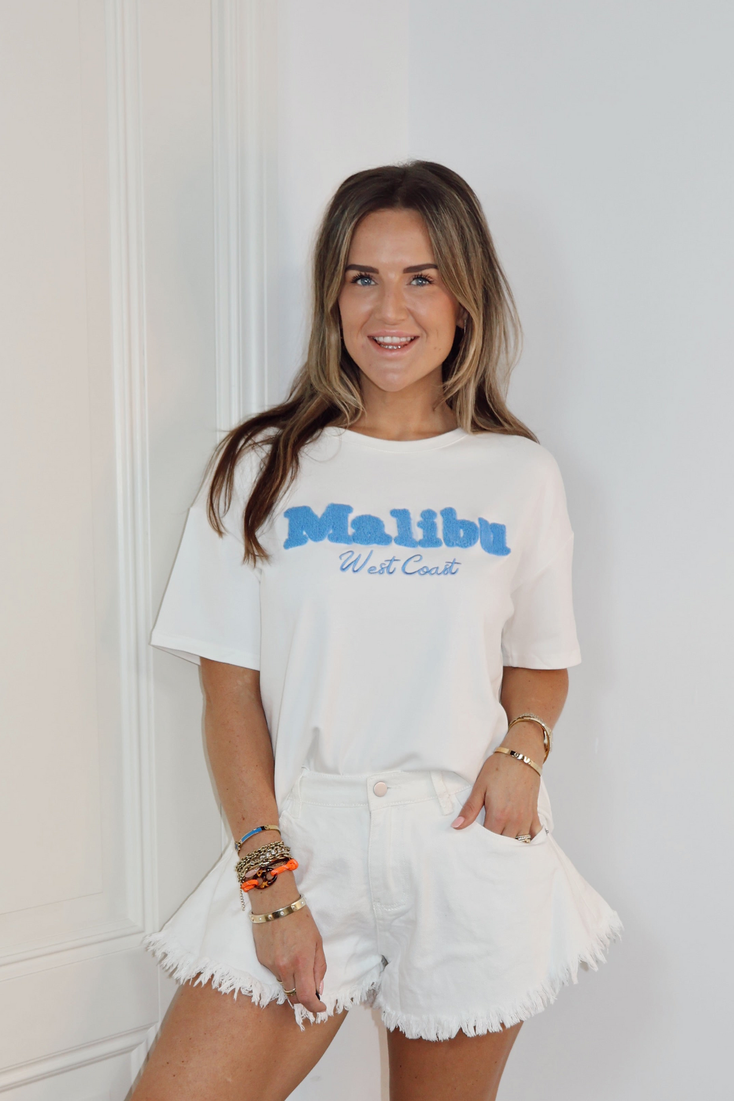 T-shirt Malibu Wit/ Blauw