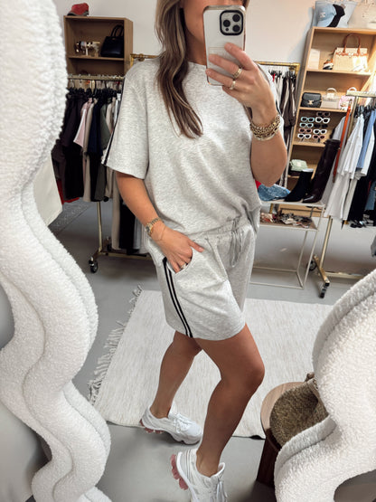 Musthave Joggingset met short en korte mouwen Stripe Grijs