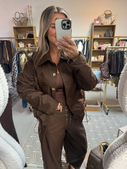 Trenchcoat kort gesmokt Gemma Bruin