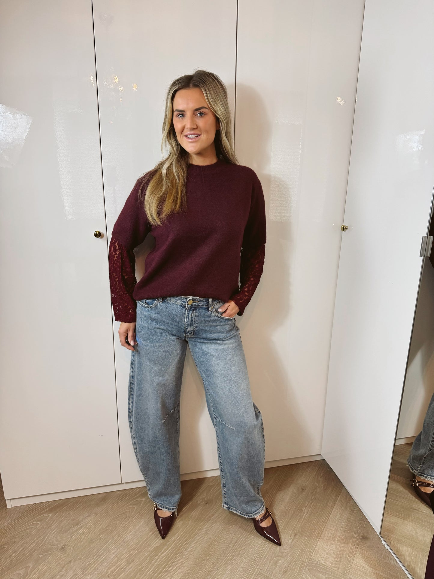 Trui Kanten Mouwen Britt Burgundy