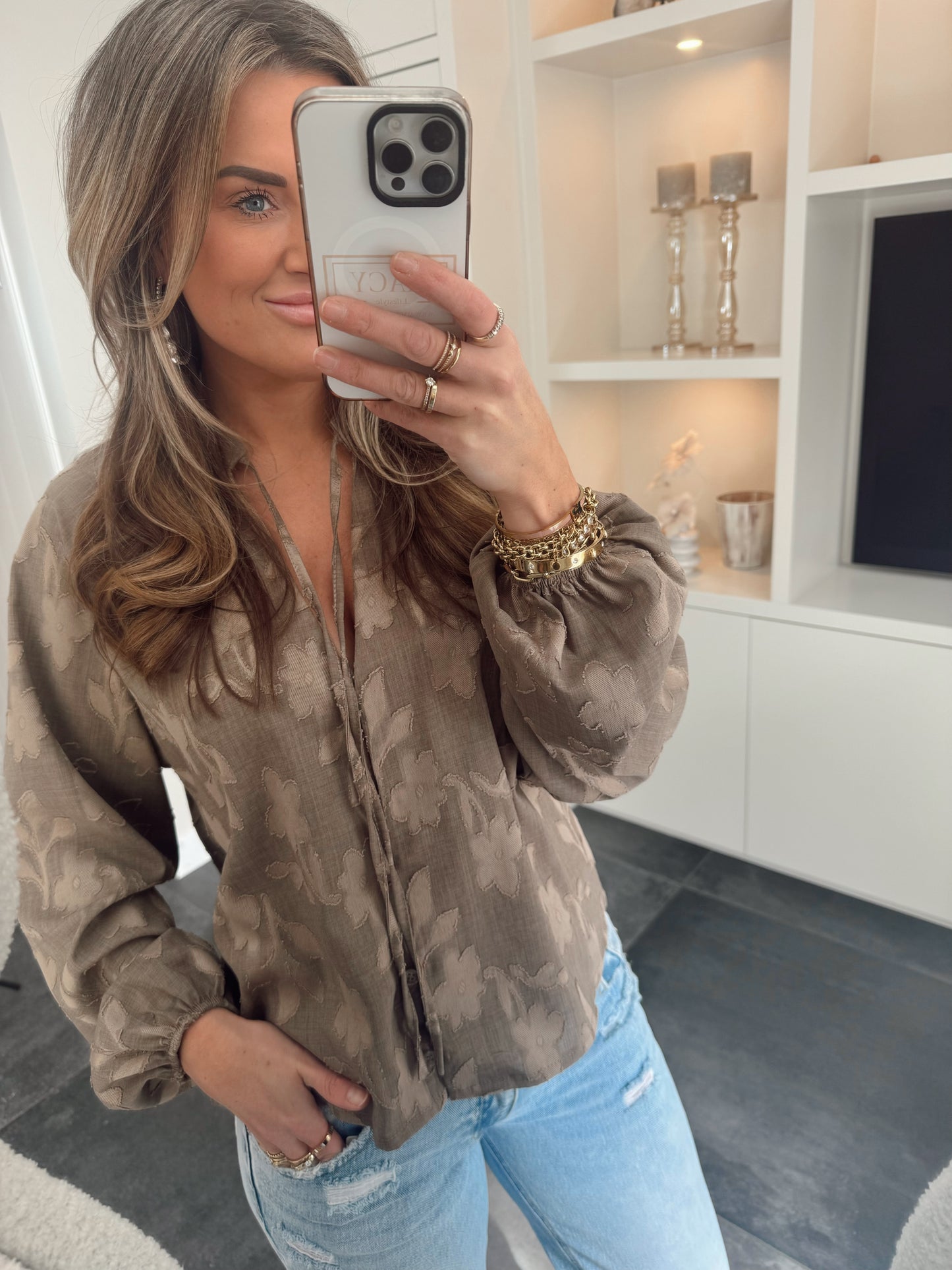 Ambika blouse broderie Kate Taupe