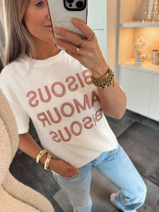 Ambika T-shirt Bisous Wit/Roze