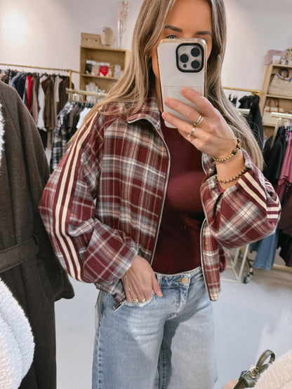 Bomber ruit stripe Tessa Burgundy