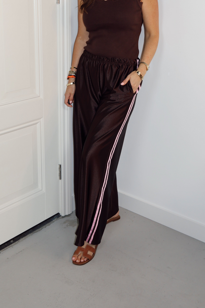 Broek satijn Haley Bruin-Roze