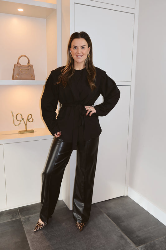 Blazer Lizzy met ceintuur Zwart