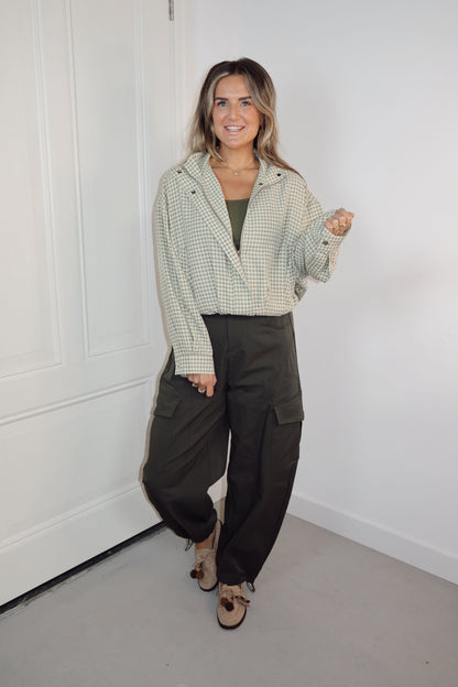 Ambika Bomber blouse Elsie Groen ruit