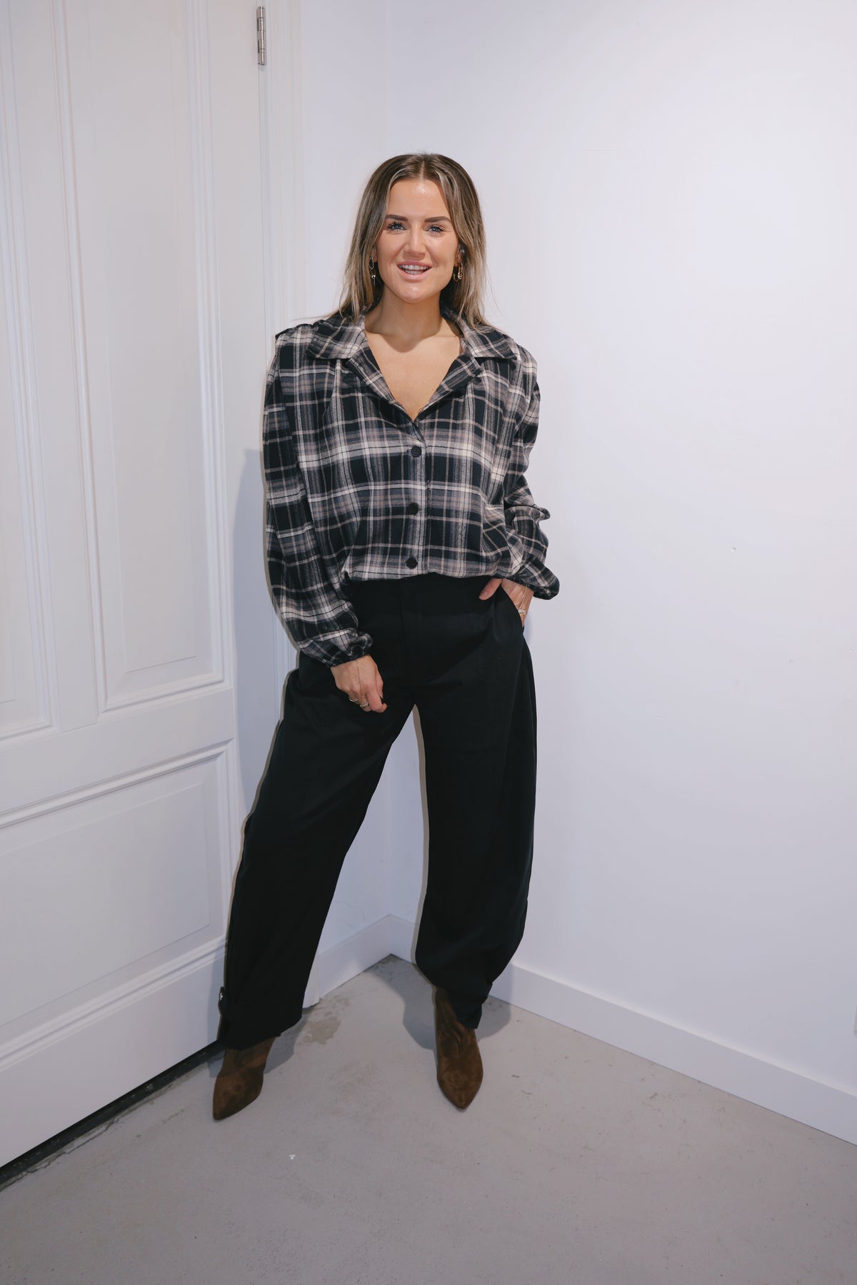 Jasje Vienna knopen ruit Navy