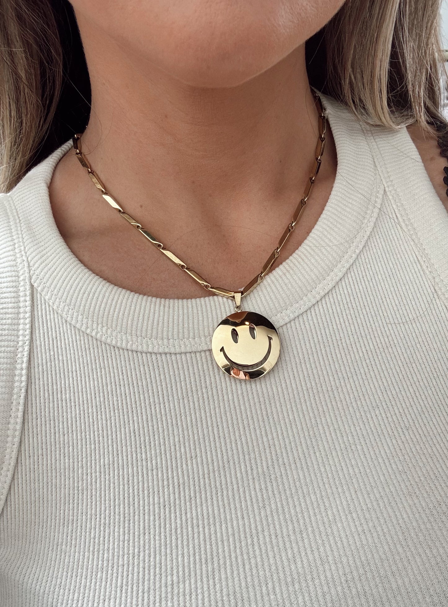 Schakelketting Smiley kort Goud