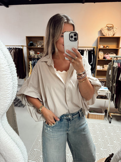 Blouse pofmouw Kim Beige
