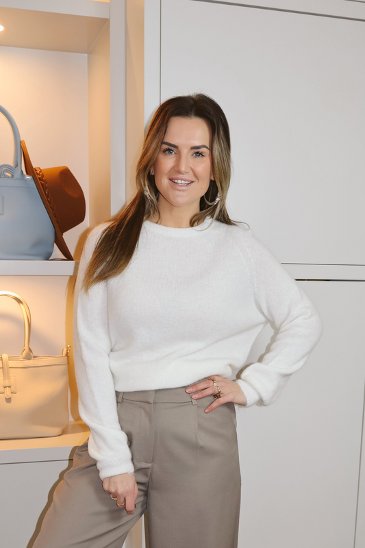 Alpaca top Lange mouwen Wit/Ecru