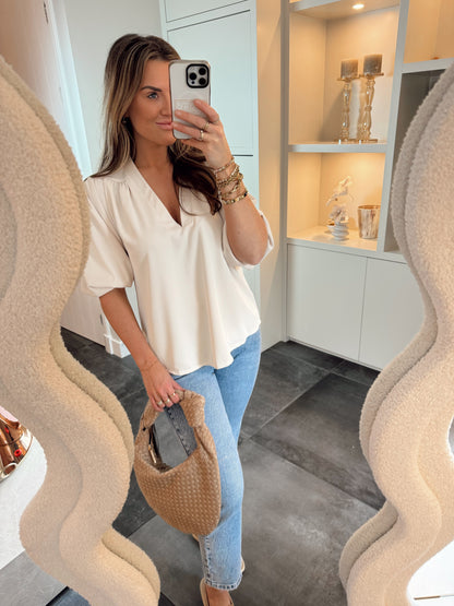 Blouse V-hals Mary Beige