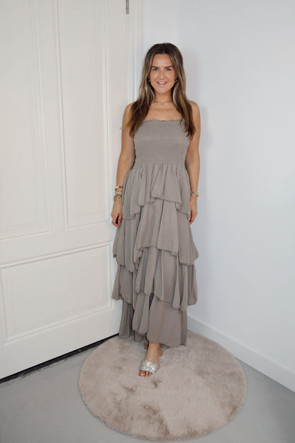 Maxi Strapless jurk Mimi Taupe