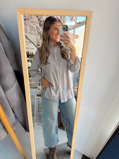 Blouse krijtstreep Bella Chocolate