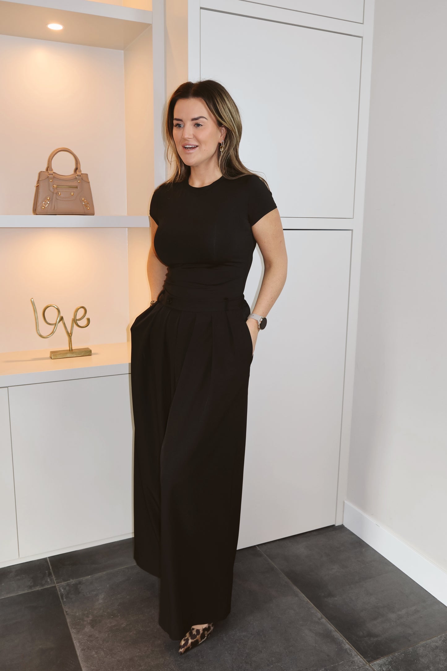 Pantalon Lizzy wideleg Zwart