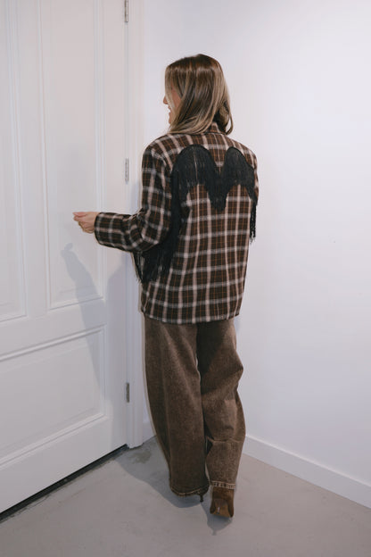 Fringe Blazer Minny Bruin/Zwart