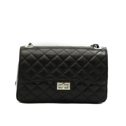 100% Leer Audrey Medium Zwart silver