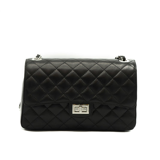 100% Leer Audrey Medium Zwart silver
