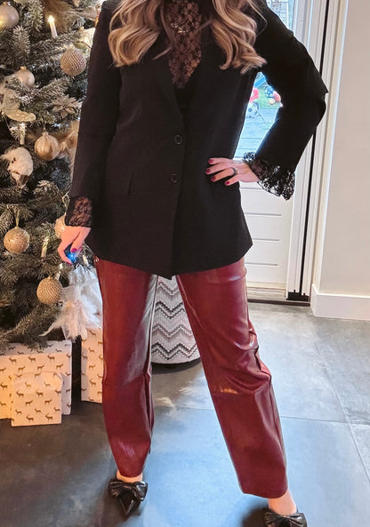 Bibi fake leather broek Bordeaux