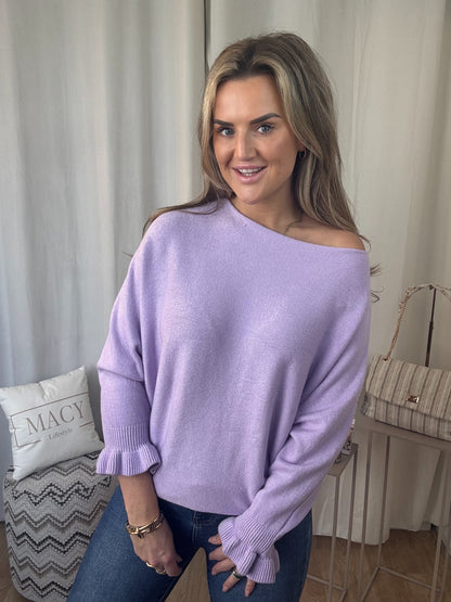 Vlinder Ruffle Top Lila