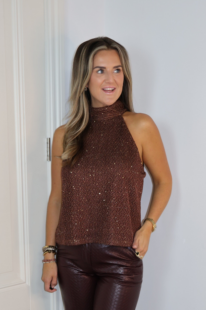Haltertop Lurex Valerie Bruin