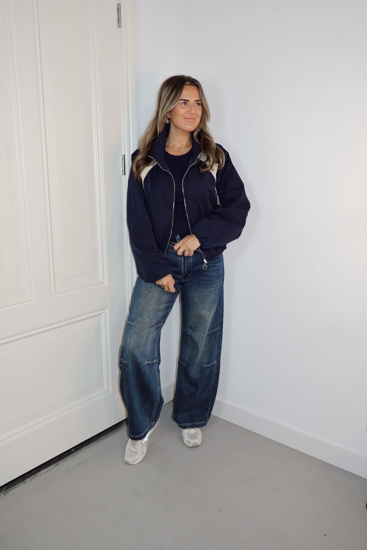 Ambika bomber stripe Karin Navy/Wit