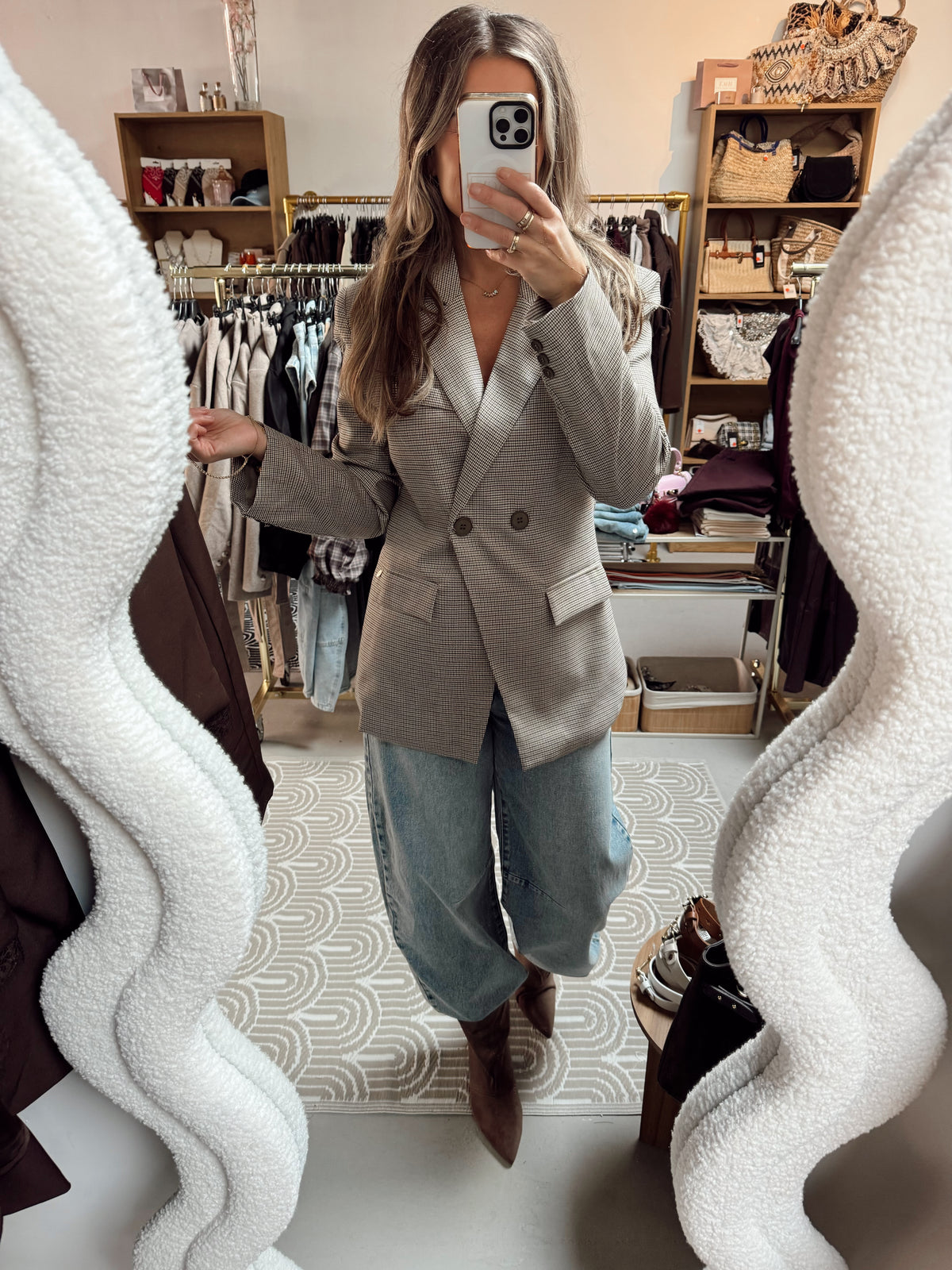Ambika Blazer Silvi Ruit Beige