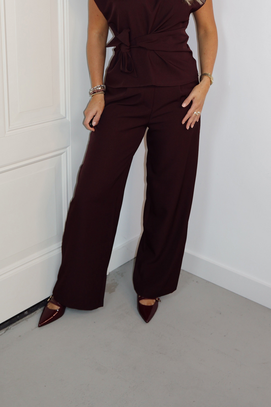 Ambika Pantalon Gris Burgundy