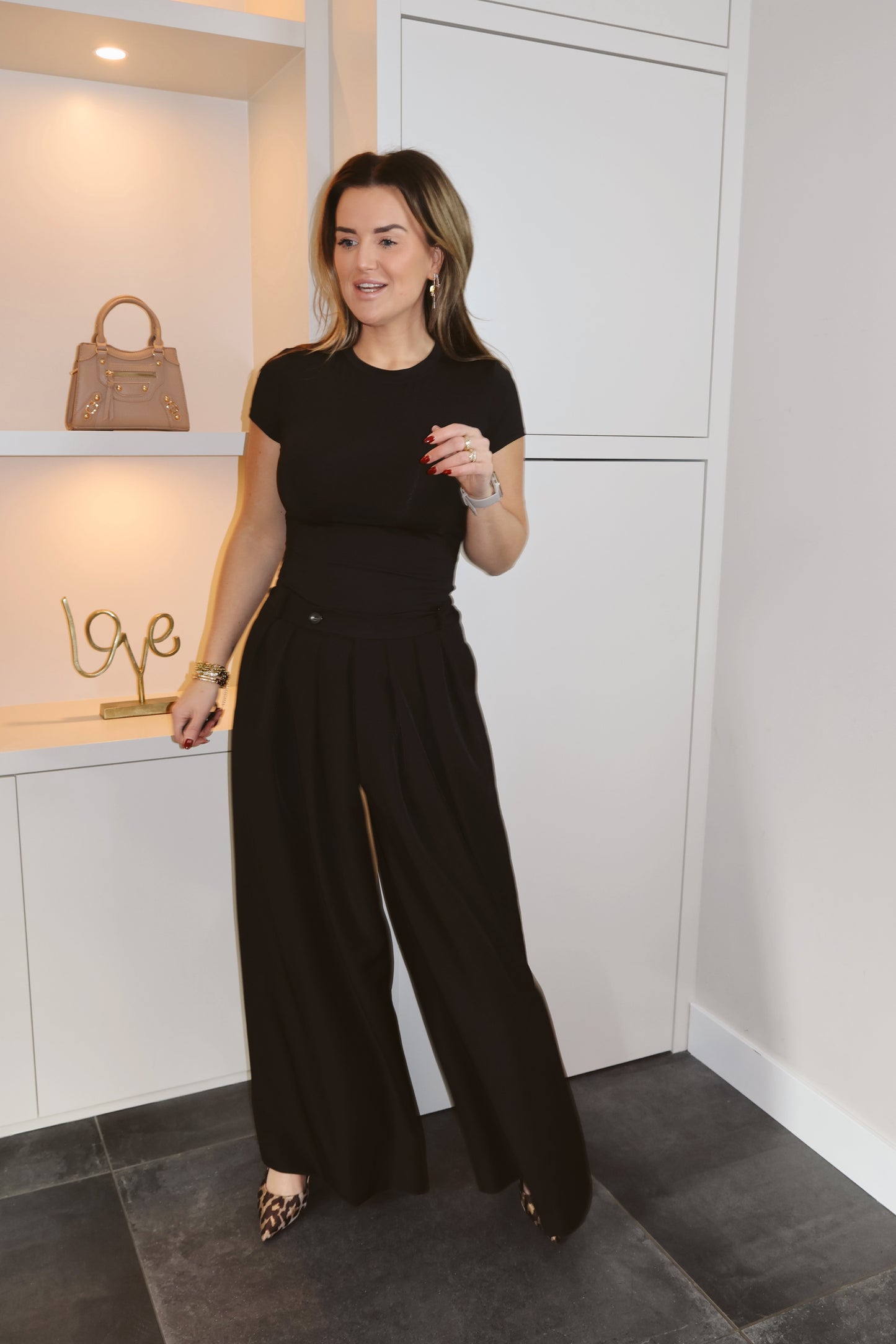 Pantalon Lizzy wideleg Zwart