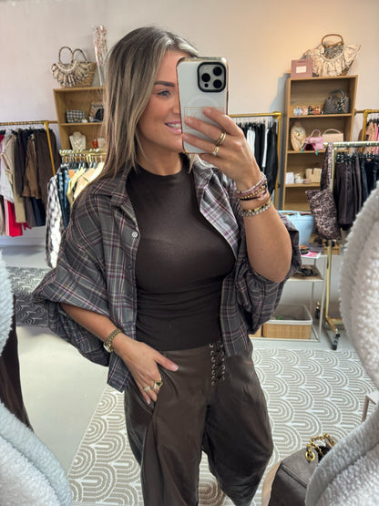 Pofblouse ruit Sisi Groen
