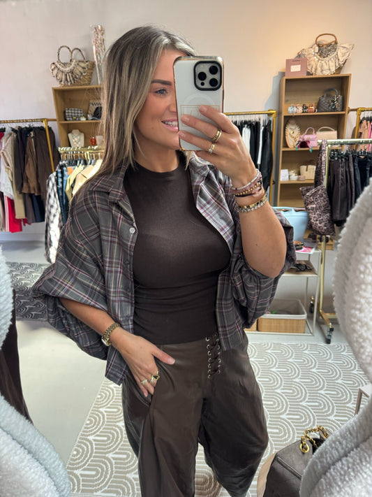 Pofblouse ruit Sisi Groen