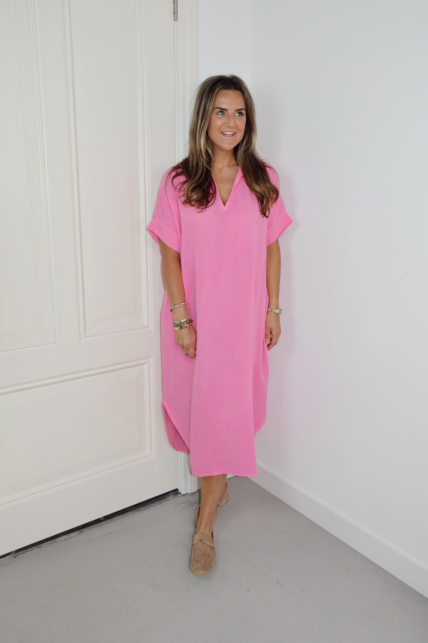 Jurk met steekzakken Sandy Pink