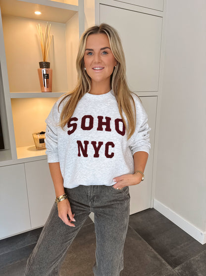 Sweater SOHO NYC Grijs / Burgundy