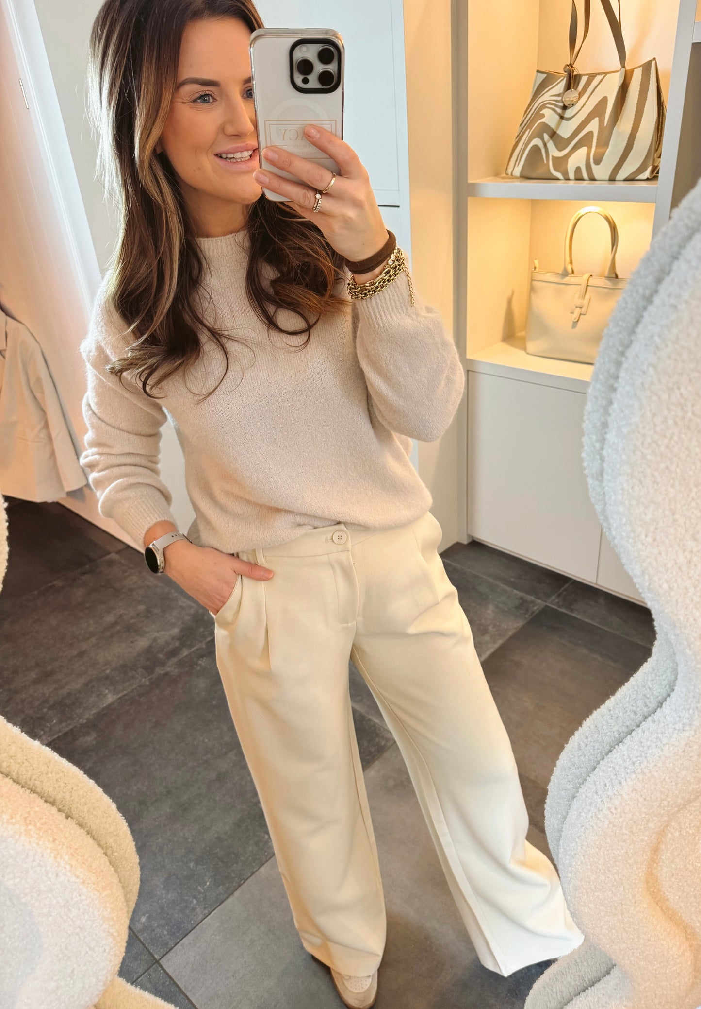 Alpaca top Lange mouwen Beige