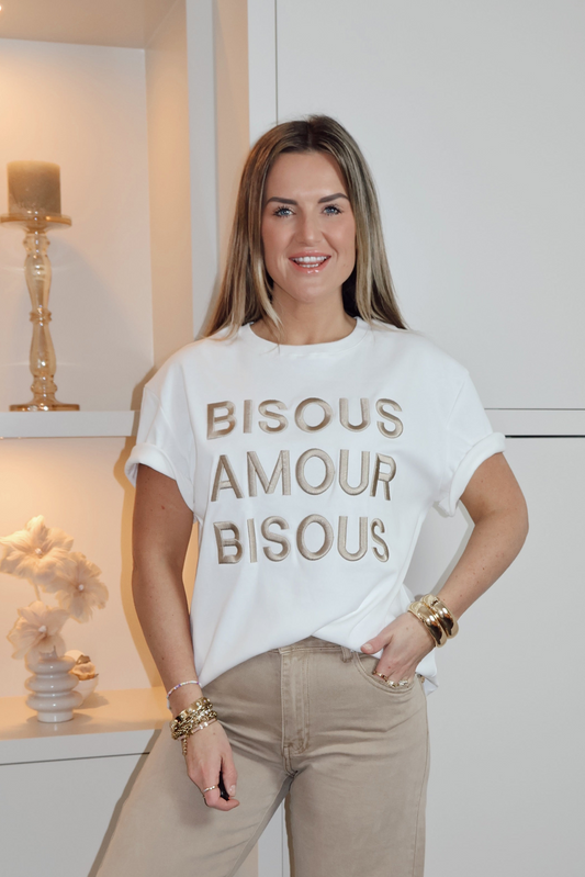 Ambika T-shirt Bisous Wit/Beige
