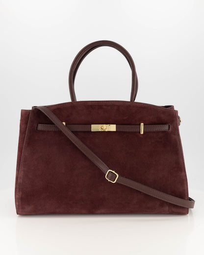 100% Suede Schouder tas Braga Burgundy