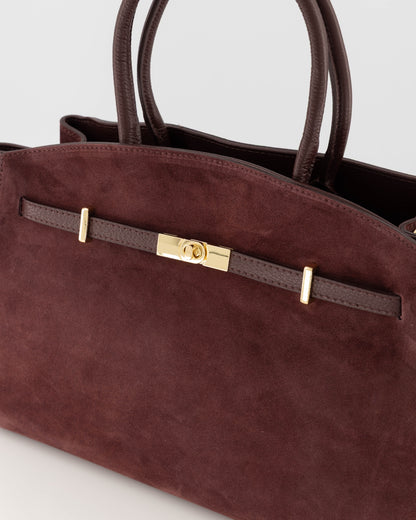 100% Suede Schouder tas Braga Burgundy