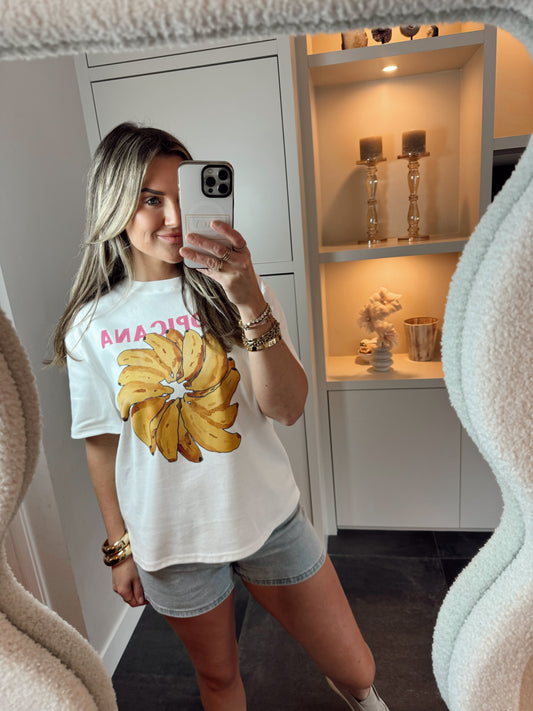 Ambika T-shirt Tropicana Wit/Roze