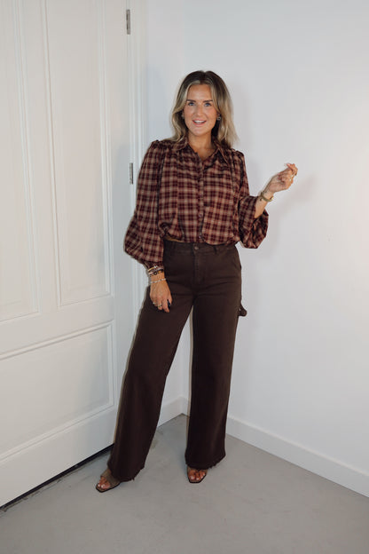 Blouse ruit Fenna Burgundy