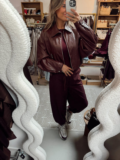 Ambika PU Jas Kourtney Burgundy