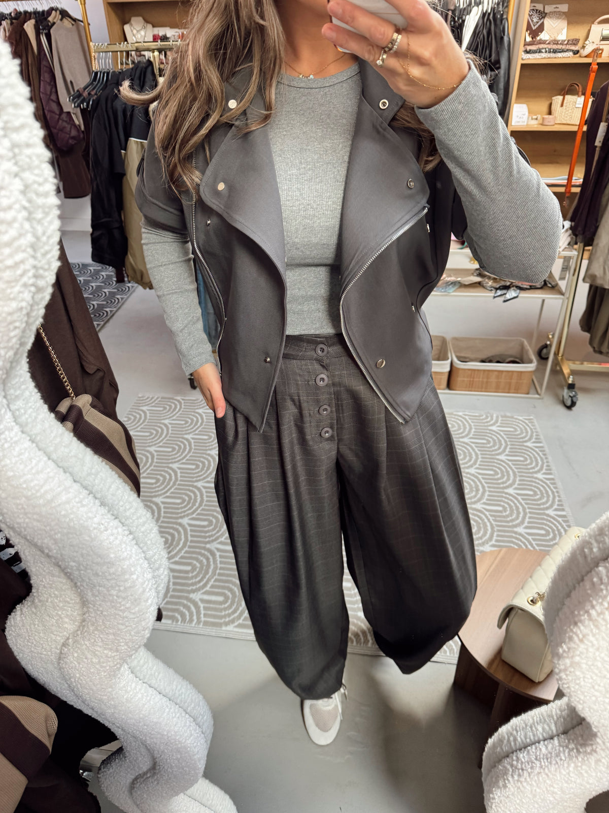 Ambika Pantalon Balloon Kylie Grey Check
