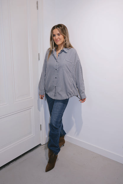 Bomber blouse Katie ruit Navy