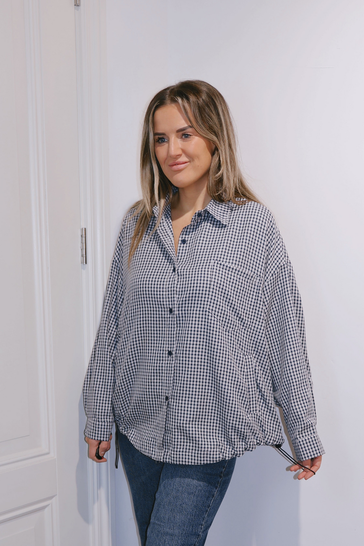 Bomber blouse Katie ruit Navy