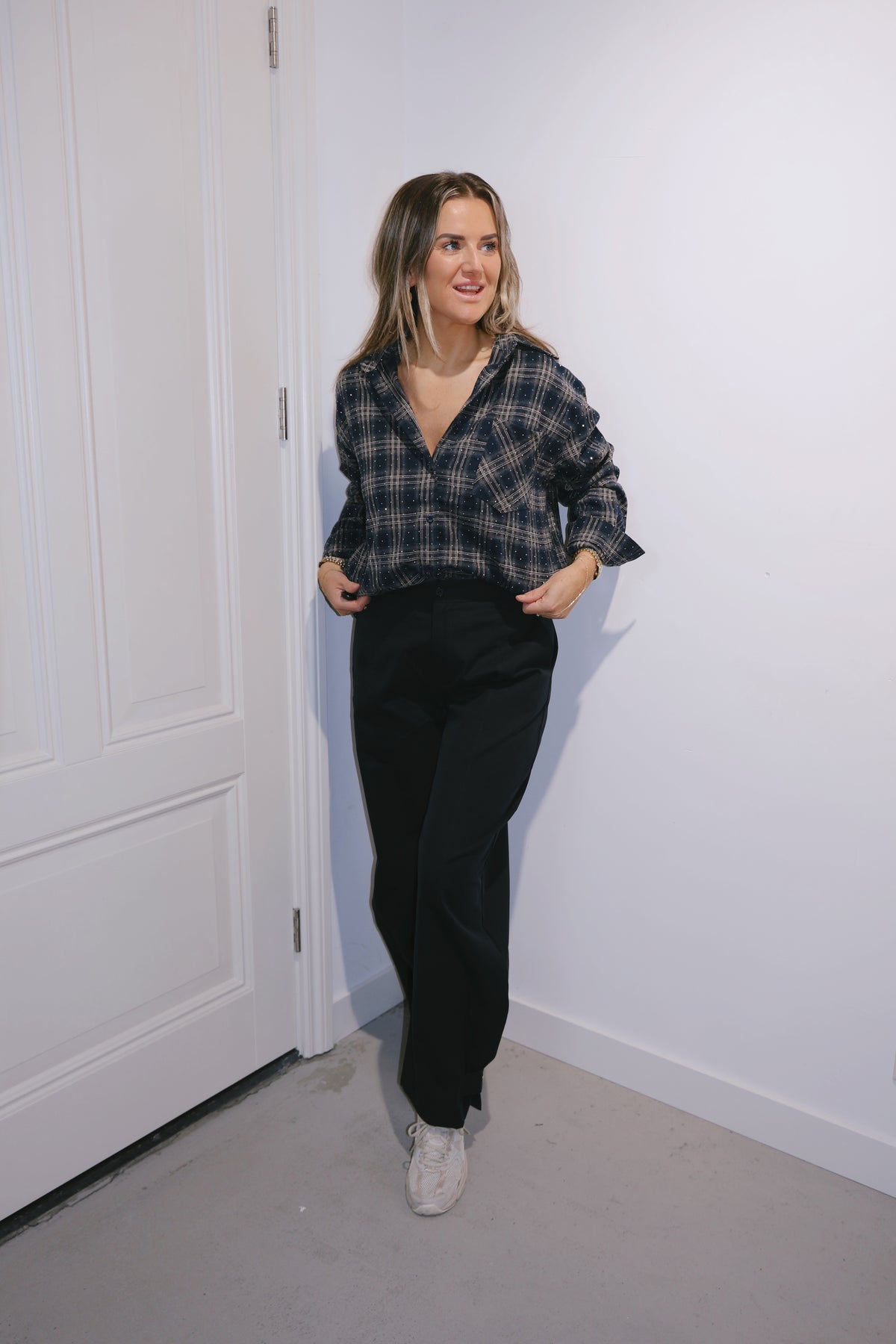 Blouse Kiana Navy mini steentjes