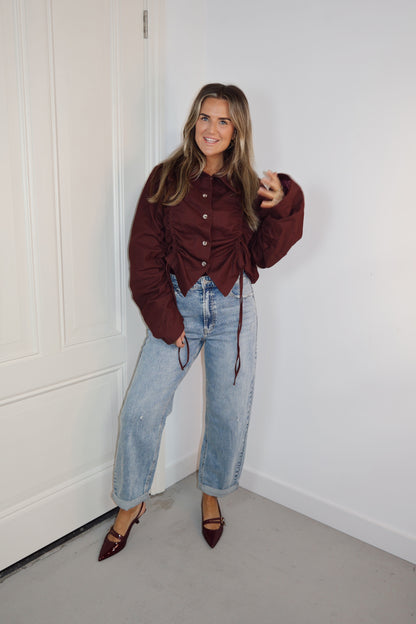 Icon crop jacket Burgundy