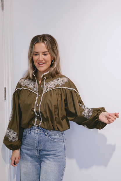 Blouse broderie Mariska Groen