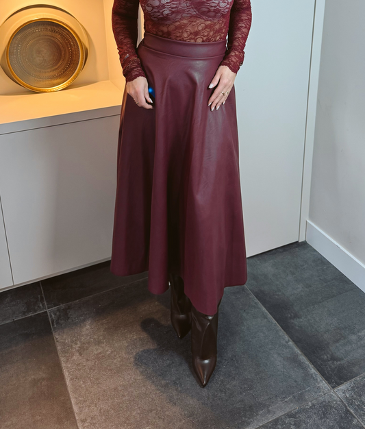 Statement PU leren Rok Burgundy