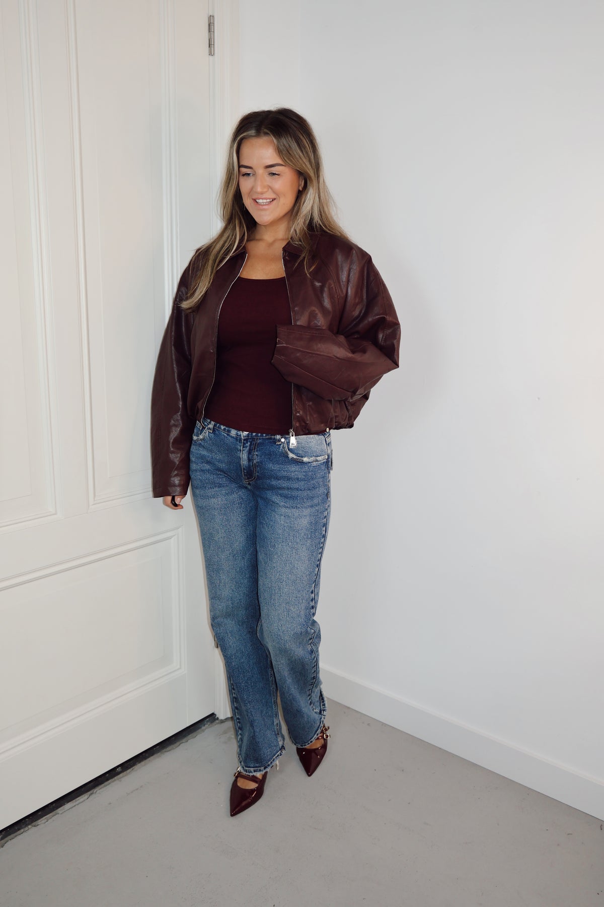 PU Bomber Lilly Burgundy